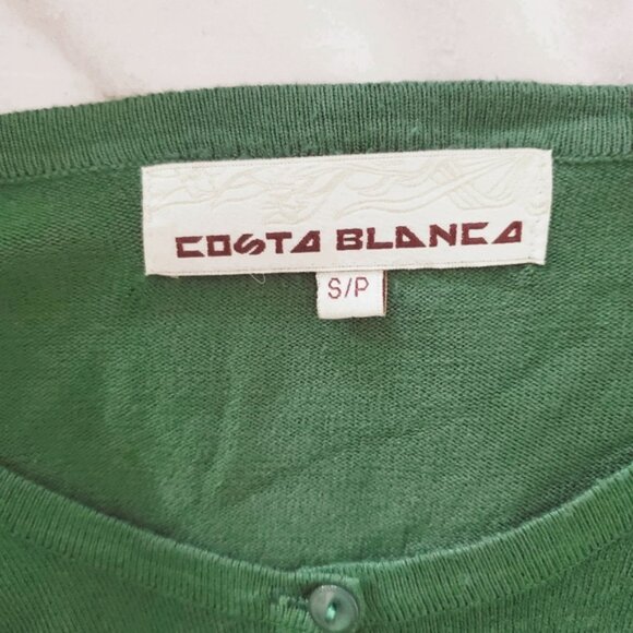 Vintage Costa Blanca Vintage Semi Cropped Ribbed Scoop Neck Cotton Cardigan - Picture 2 of 7